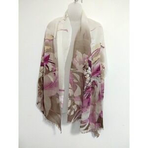 Ballerina Lanjeron Scarf Wrap Lightweight Floral Cream Purple Romantic Boho Chic